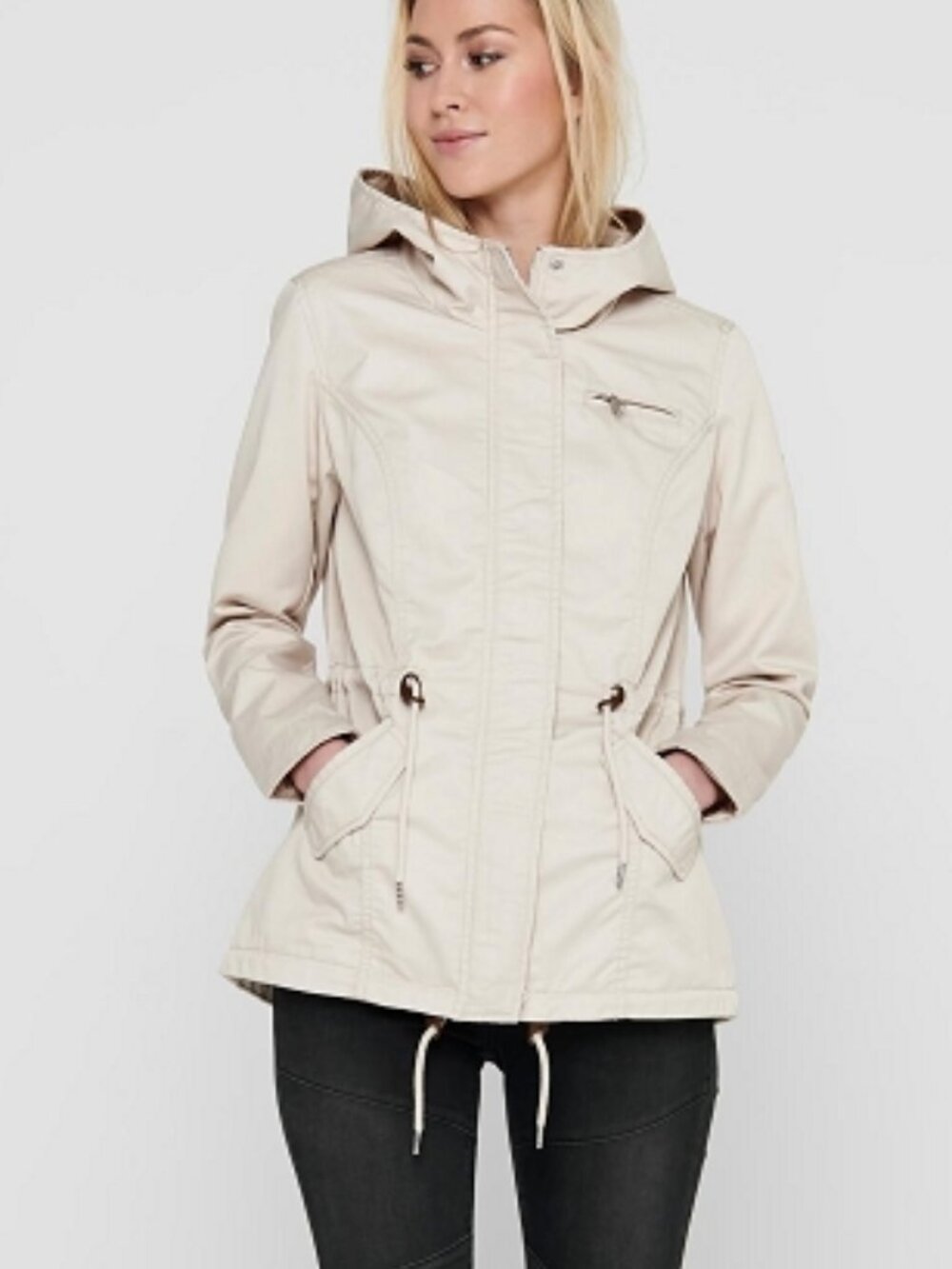 ONLY LORCA CANVAS PARKA in cream beige